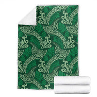 Forest Green Monstera Blanket Polynesian Tribal Pattern - Polynesian Pride