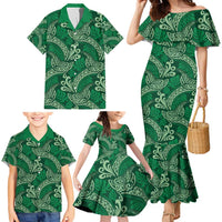 Forest Green Monstera Family Matching Mermaid Dress and Hawaiian Shirt Polynesian Tribal Pattern LT01 - Polynesian Pride