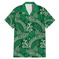 Forest Green Monstera Family Matching Mermaid Dress and Hawaiian Shirt Polynesian Tribal Pattern LT01 Dad's Shirt - Short Sleeve Green - Polynesian Pride