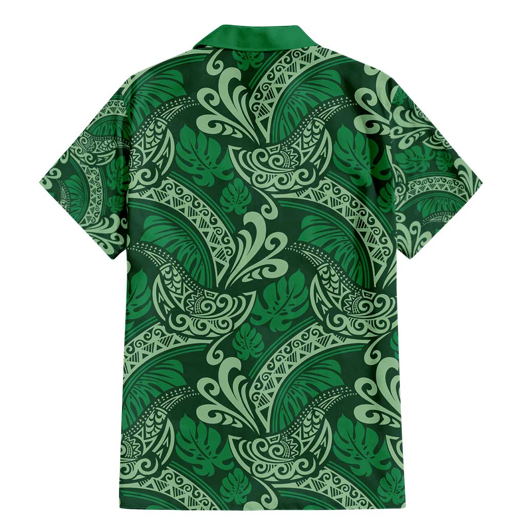 Forest Green Monstera Family Matching Mermaid Dress and Hawaiian Shirt Polynesian Tribal Pattern LT01 - Polynesian Pride