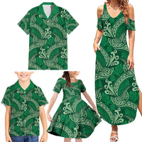 Forest Green Monstera Family Matching Summer Maxi Dress and Hawaiian Shirt Polynesian Tribal Pattern LT01 - Polynesian Pride
