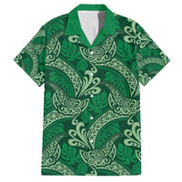 Forest Green Monstera Family Matching Tank Maxi Dress and Hawaiian Shirt Polynesian Tribal Pattern LT01 Dad's Shirt - Short Sleeve Green - Polynesian Pride