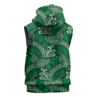 Forest Green Monstera Sleeveless Zip Hoodie Polynesian Tribal Pattern LT01 - Polynesian Pride