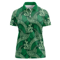 Forest Green Monstera Women Polo Shirt Polynesian Tribal Pattern LT01 Female Green - Polynesian Pride