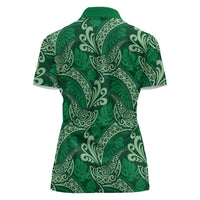 Forest Green Monstera Women Polo Shirt Polynesian Tribal Pattern LT01 - Polynesian Pride