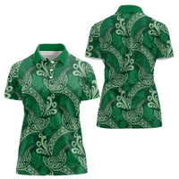Forest Green Monstera Women Polo Shirt Polynesian Tribal Pattern LT01 - Polynesian Pride