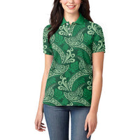 Forest Green Monstera Women Polo Shirt Polynesian Tribal Pattern LT01 - Polynesian Pride