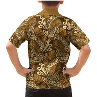 Brown Gold Monstera Family Matching Mermaid Dress and Hawaiian Shirt Polynesian Tribal Pattern LT01 - Polynesian Pride