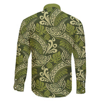 Olive Green Monstera Family Matching Short Sleeve Bodycon Dress and Hawaiian Shirt Polynesian Tribal Pattern LT01 - Polynesian Pride