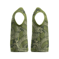 Olive Green Monstera Christmas Knitted V-Neck Vest Polynesian Tribal Pattern LT01 - Polynesian Pride