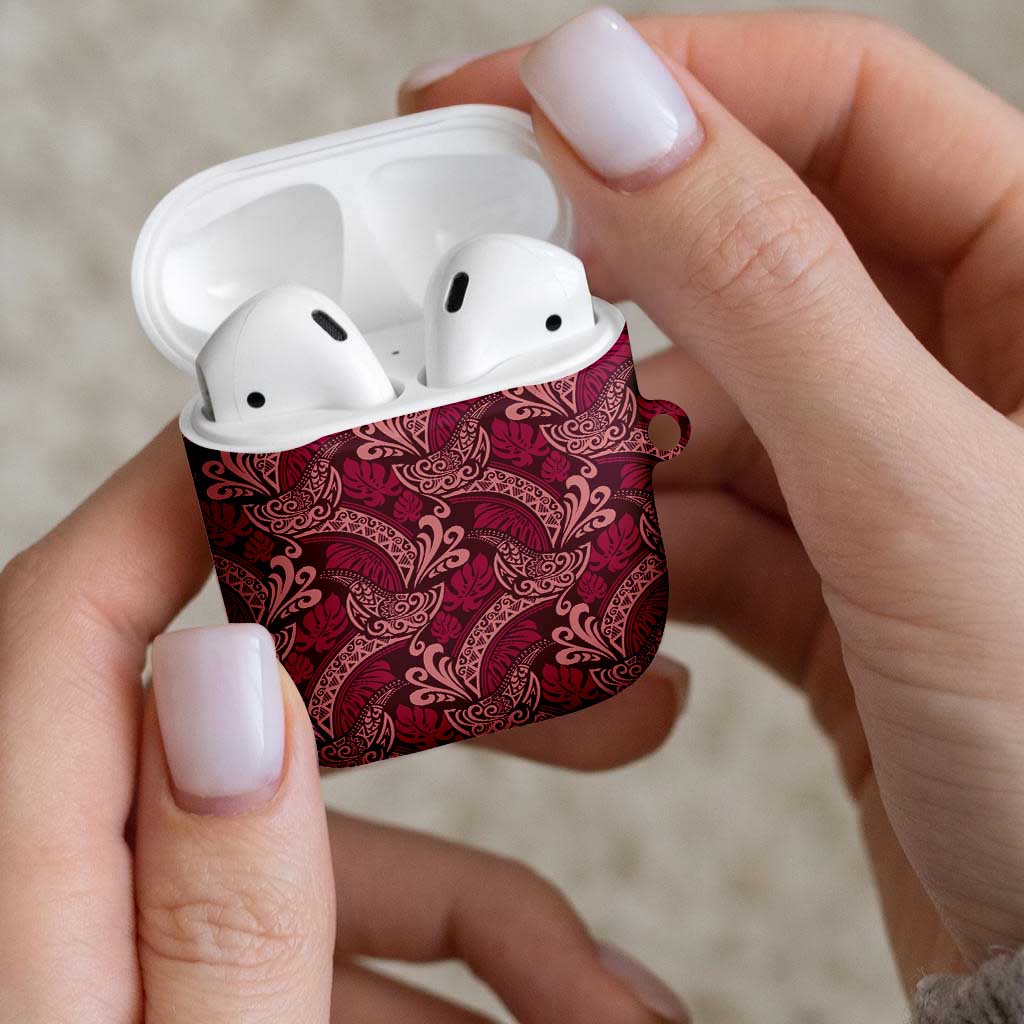 Sweet Pink Monstera AirPods Case Polynesian Tribal Pattern - Polynesian Pride