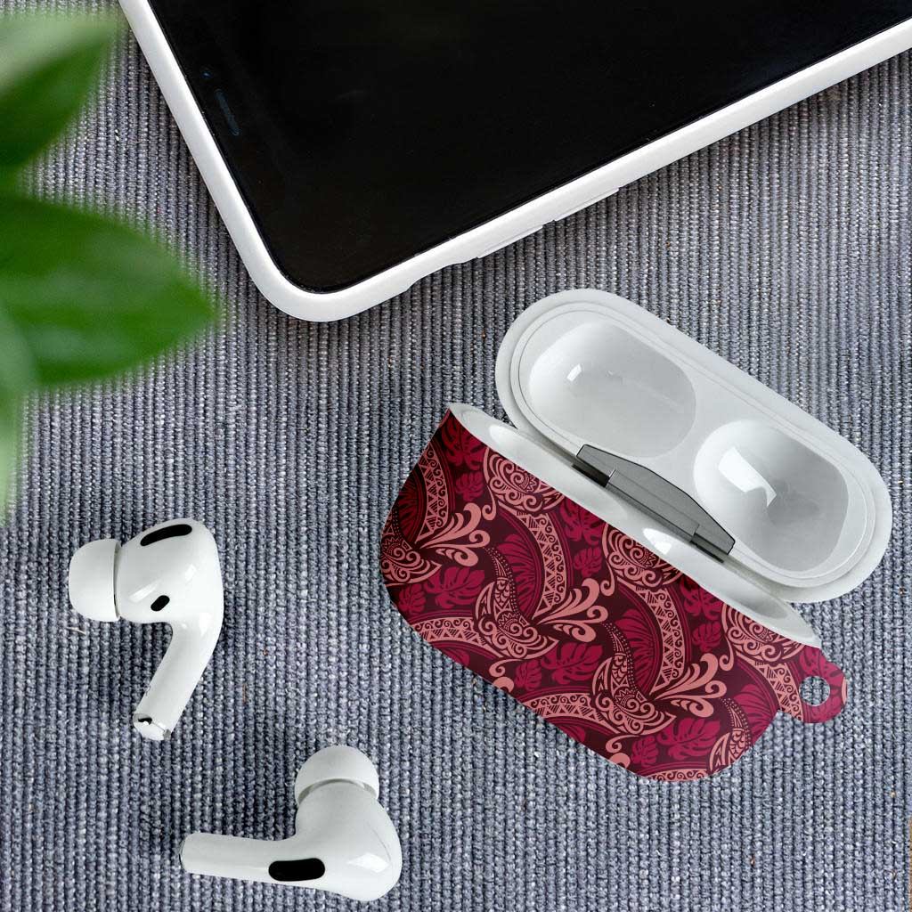 Sweet Pink Monstera AirPods Case Polynesian Tribal Pattern - Polynesian Pride