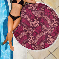 Sweet Pink Monstera Beach Blanket Polynesian Tribal Pattern - Polynesian Pride