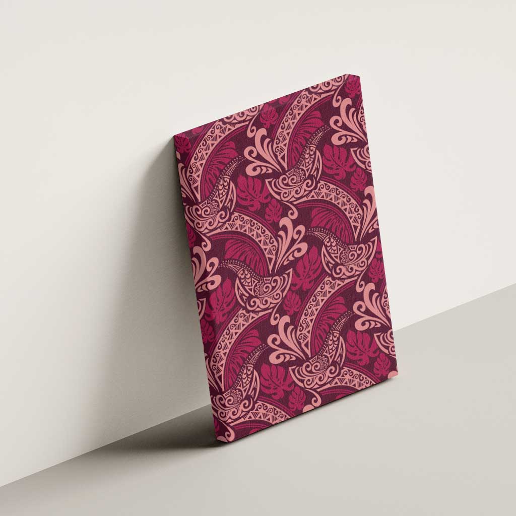 Sweet Pink Monstera Canvas Wall Art Polynesian Tribal Pattern - Polynesian Pride