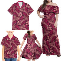 Sweet Pink Monstera Family Matching Off Shoulder Maxi Dress and Hawaiian Shirt Polynesian Tribal Pattern LT01 - Polynesian Pride