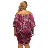 Sweet Pink Monstera Family Matching Off Shoulder Short Dress and Hawaiian Shirt Polynesian Tribal Pattern LT01 - Polynesian Pride