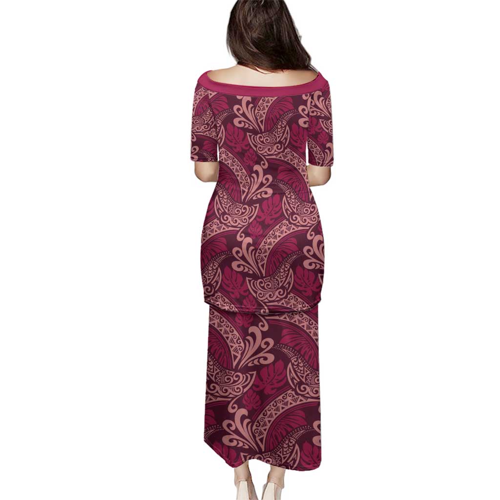 Sweet Pink Monstera Family Matching Puletasi and Hawaiian Shirt Polynesian Tribal Pattern LT01 - Polynesian Pride