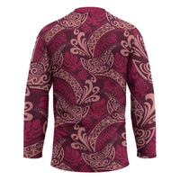 Sweet Pink Monstera Hockey Jersey Polynesian Tribal Pattern - Polynesian Pride