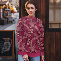 Sweet Pink Monstera Ugly Christmas Sweater Polynesian Tribal Pattern - Polynesian Pride