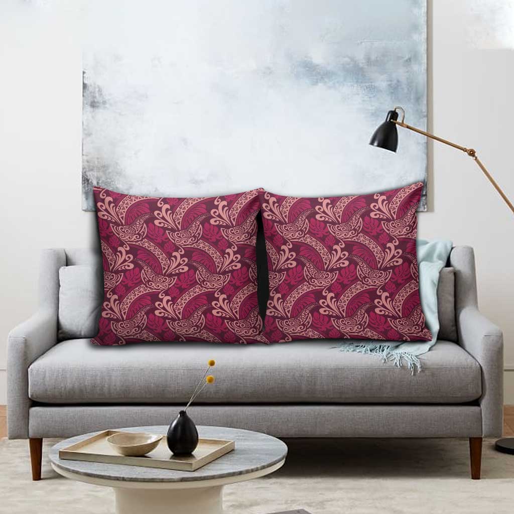 Sweet Pink Monstera Pillow Cover Polynesian Tribal Pattern - Polynesian Pride