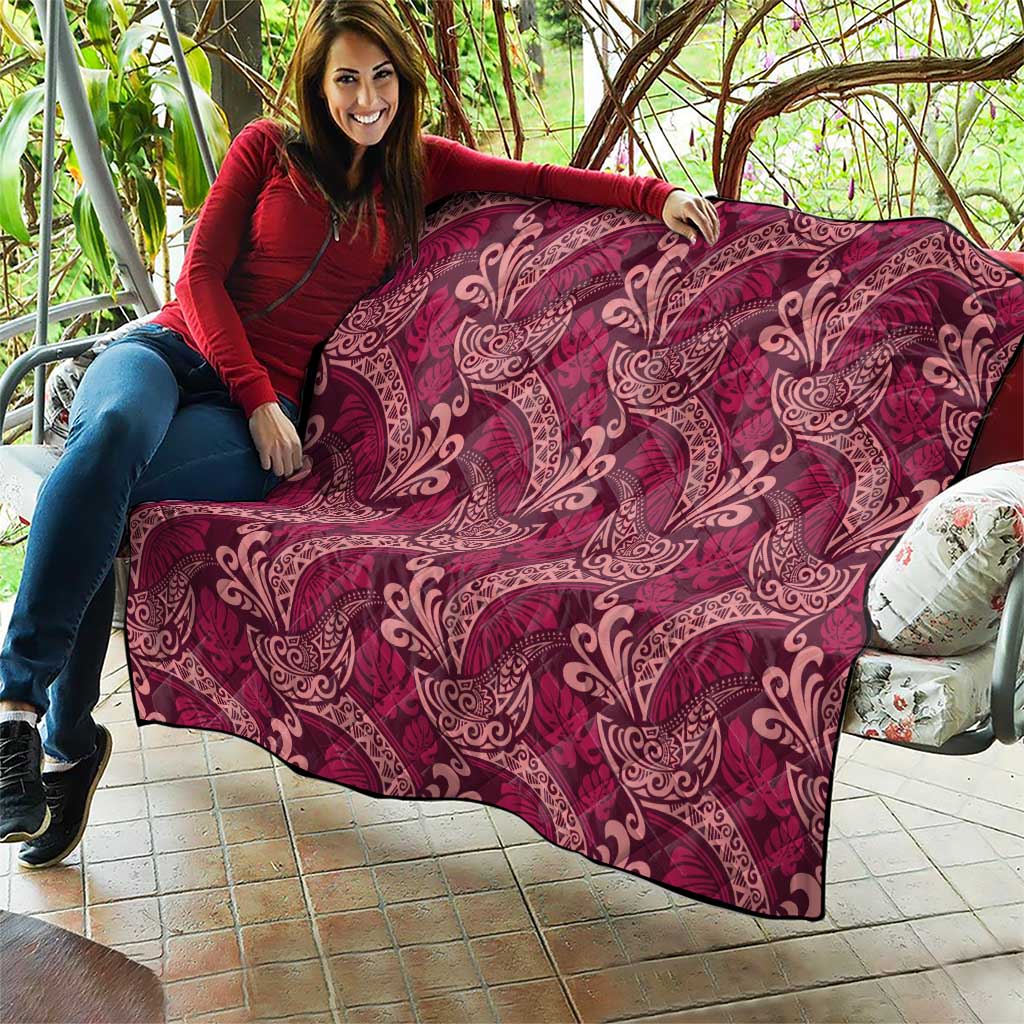 Sweet Pink Monstera Quilt Polynesian Tribal Pattern - Polynesian Pride