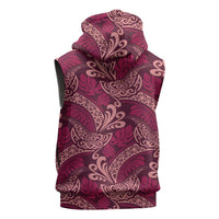 Sweet Pink Monstera Sleeveless Hoodie Polynesian Tribal Pattern - Polynesian Pride