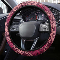 Sweet Pink Monstera Steering Wheel Cover Polynesian Tribal Pattern - Polynesian Pride