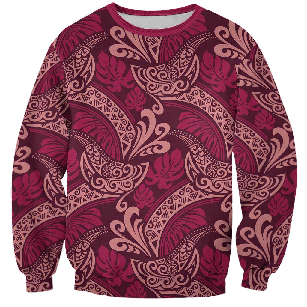 Sweet Pink Monstera Sweatshirt Polynesian Tribal Pattern LT01 Unisex Pink - Polynesian Pride
