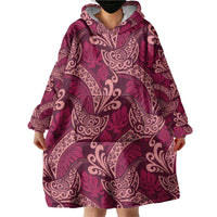 Sweet Pink Monstera Wearable Blanket Hoodie Polynesian Tribal Pattern LT01 - Polynesian Pride