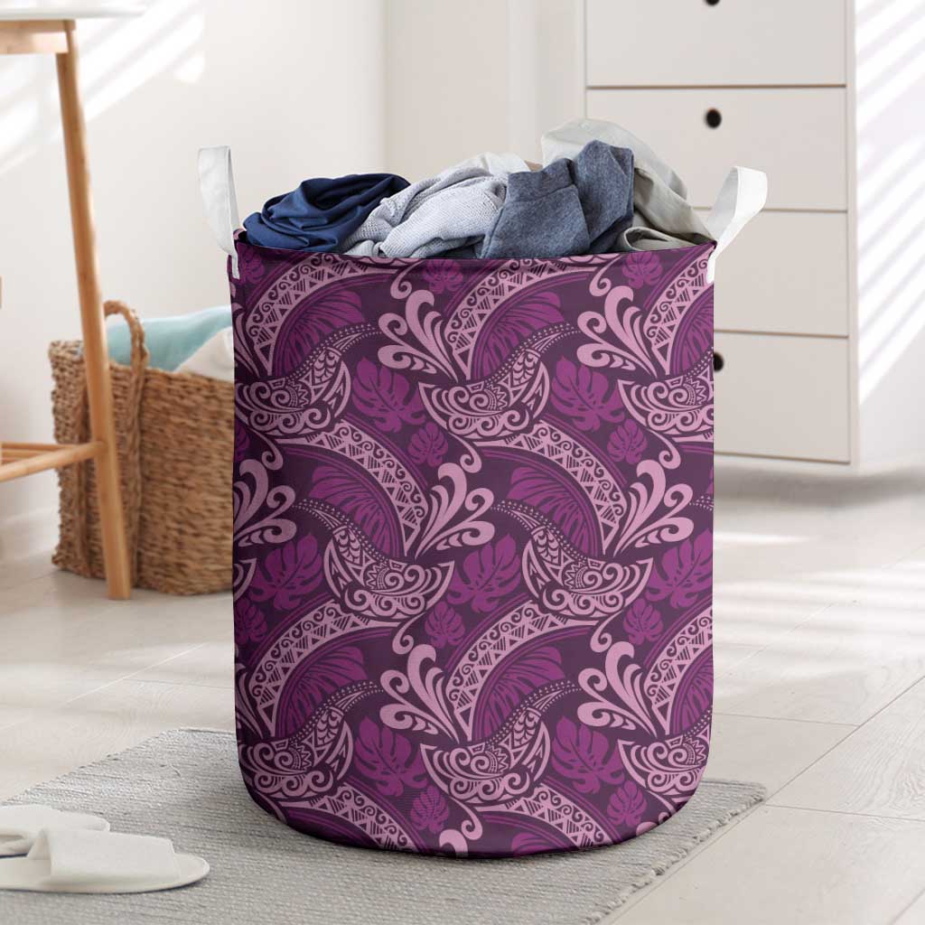 Royal Purple Monstera Laundry Basket Polynesian Tribal Pattern LT01 Purple - Polynesian Pride