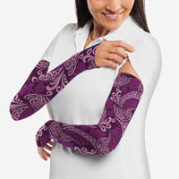Royal Purple Monstera Arm Sleeves Polynesian Tribal Pattern - Polynesian Pride
