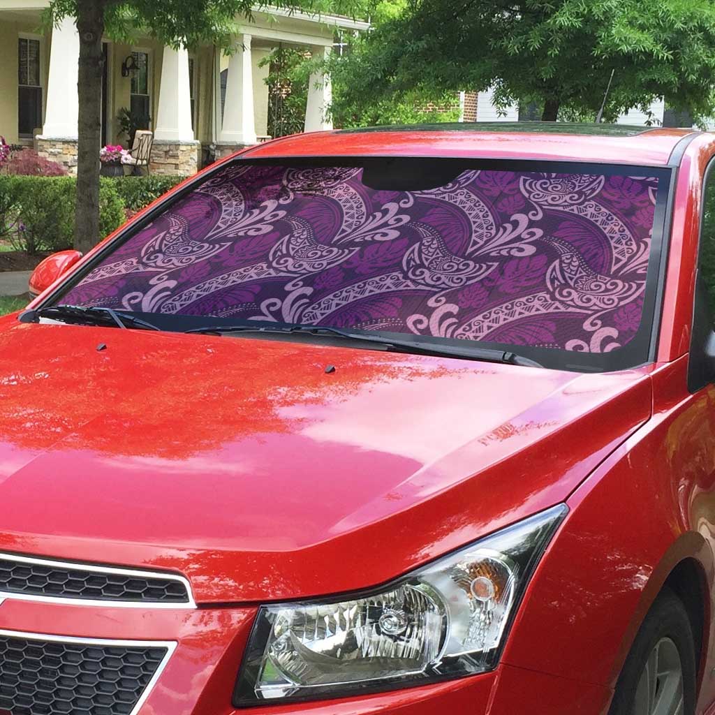 Royal Purple Monstera Auto Sun Shade Polynesian Tribal Pattern - Polynesian Pride