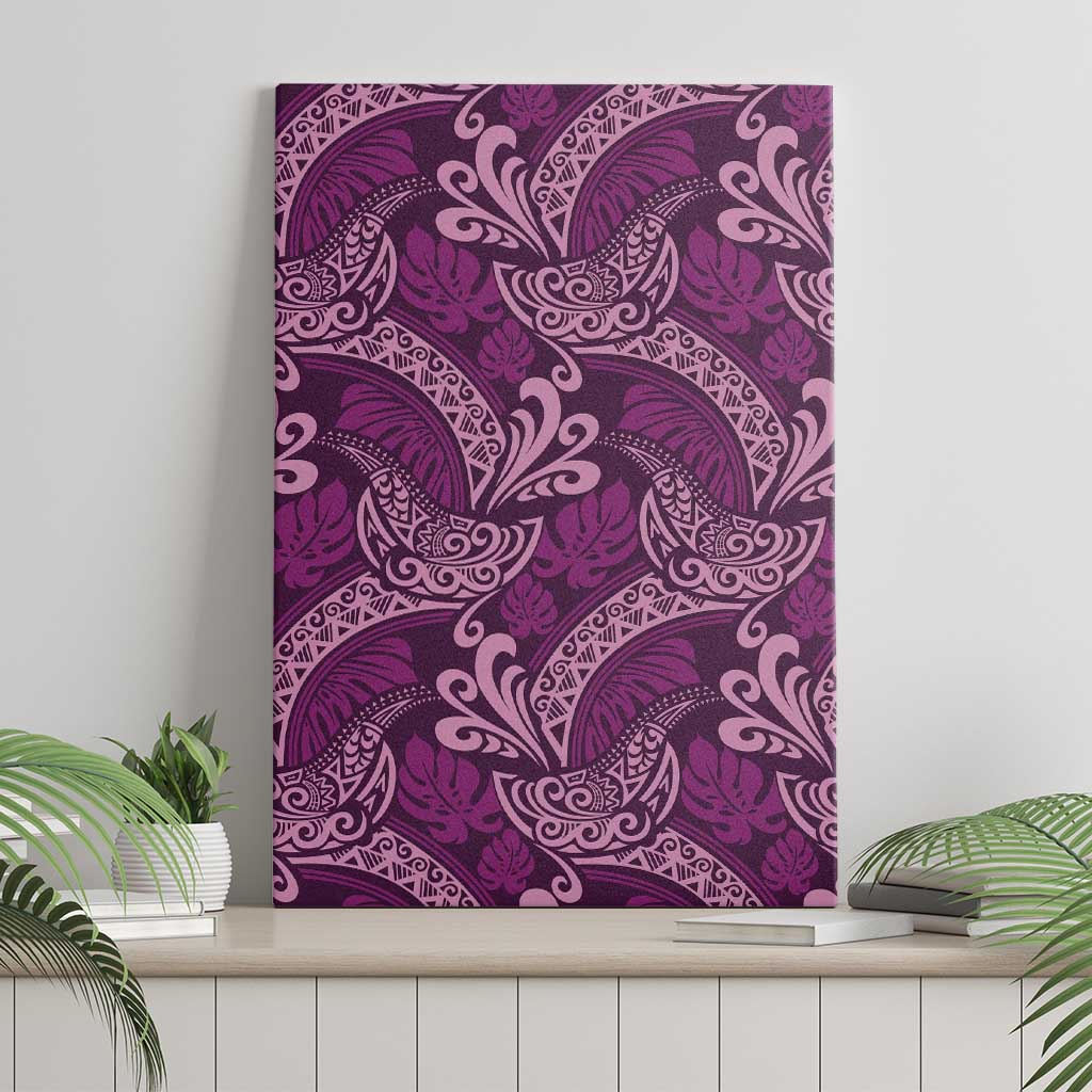 Royal Purple Monstera Canvas Wall Art Polynesian Tribal Pattern - Polynesian Pride