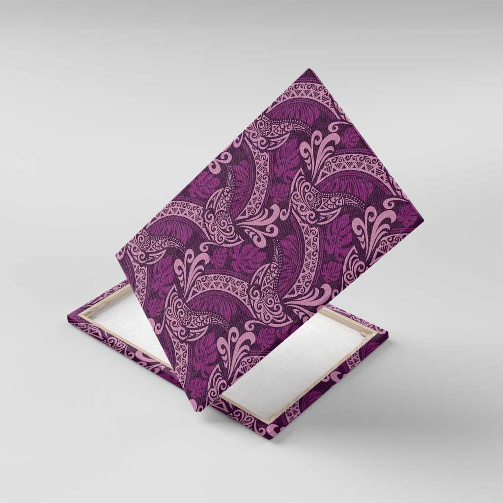 Royal Purple Monstera Canvas Wall Art Polynesian Tribal Pattern - Polynesian Pride