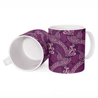 Royal Purple Monstera Ceramic Mug Polynesian Tribal Pattern - Polynesian Pride