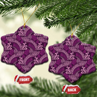 Royal Purple Monstera Ceramic Ornament Polynesian Tribal Pattern - Polynesian Pride