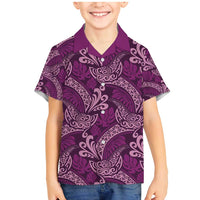 Royal Purple Monstera Family Matching Mermaid Dress and Hawaiian Shirt Polynesian Tribal Pattern LT01 Son's Shirt Purple - Polynesian Pride
