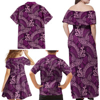 Royal Purple Monstera Family Matching Off Shoulder Maxi Dress and Hawaiian Shirt Polynesian Tribal Pattern LT01 - Polynesian Pride