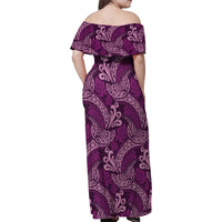 Royal Purple Monstera Family Matching Off Shoulder Maxi Dress and Hawaiian Shirt Polynesian Tribal Pattern LT01 - Polynesian Pride