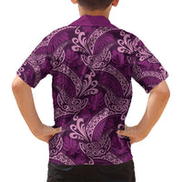 Royal Purple Monstera Family Matching Off Shoulder Short Dress and Hawaiian Shirt Polynesian Tribal Pattern LT01 - Polynesian Pride