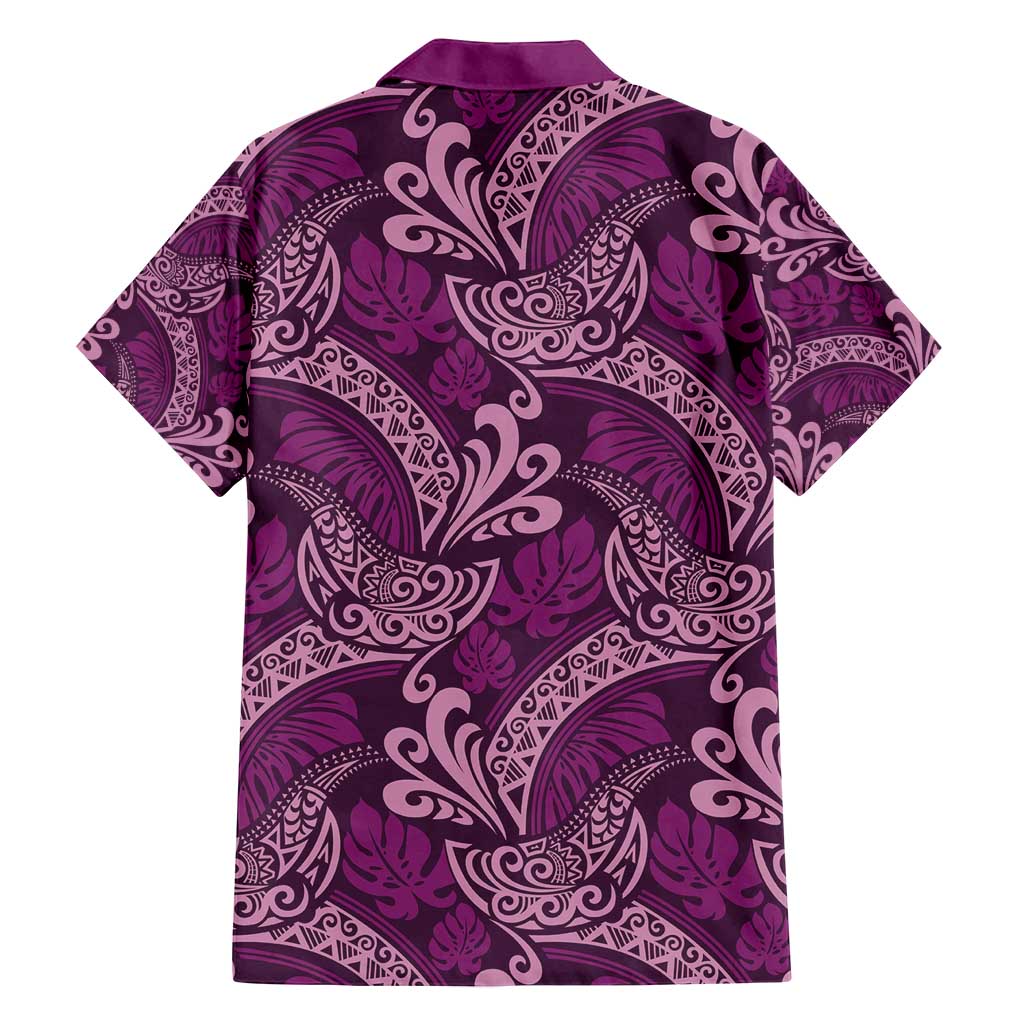 Royal Purple Monstera Family Matching Puletasi and Hawaiian Shirt Polynesian Tribal Pattern LT01 - Polynesian Pride
