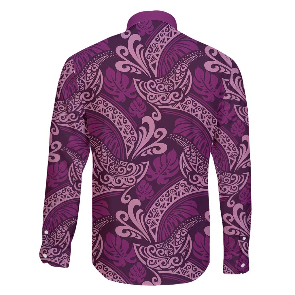 Royal Purple Monstera Family Matching Puletasi and Hawaiian Shirt Polynesian Tribal Pattern LT01 - Polynesian Pride