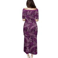 Royal Purple Monstera Family Matching Puletasi and Hawaiian Shirt Polynesian Tribal Pattern LT01 - Polynesian Pride