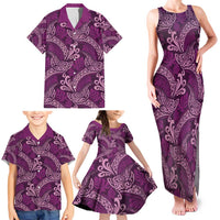 Royal Purple Monstera Family Matching Tank Maxi Dress and Hawaiian Shirt Polynesian Tribal Pattern LT01 - Polynesian Pride