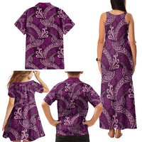 Royal Purple Monstera Family Matching Tank Maxi Dress and Hawaiian Shirt Polynesian Tribal Pattern LT01 - Polynesian Pride