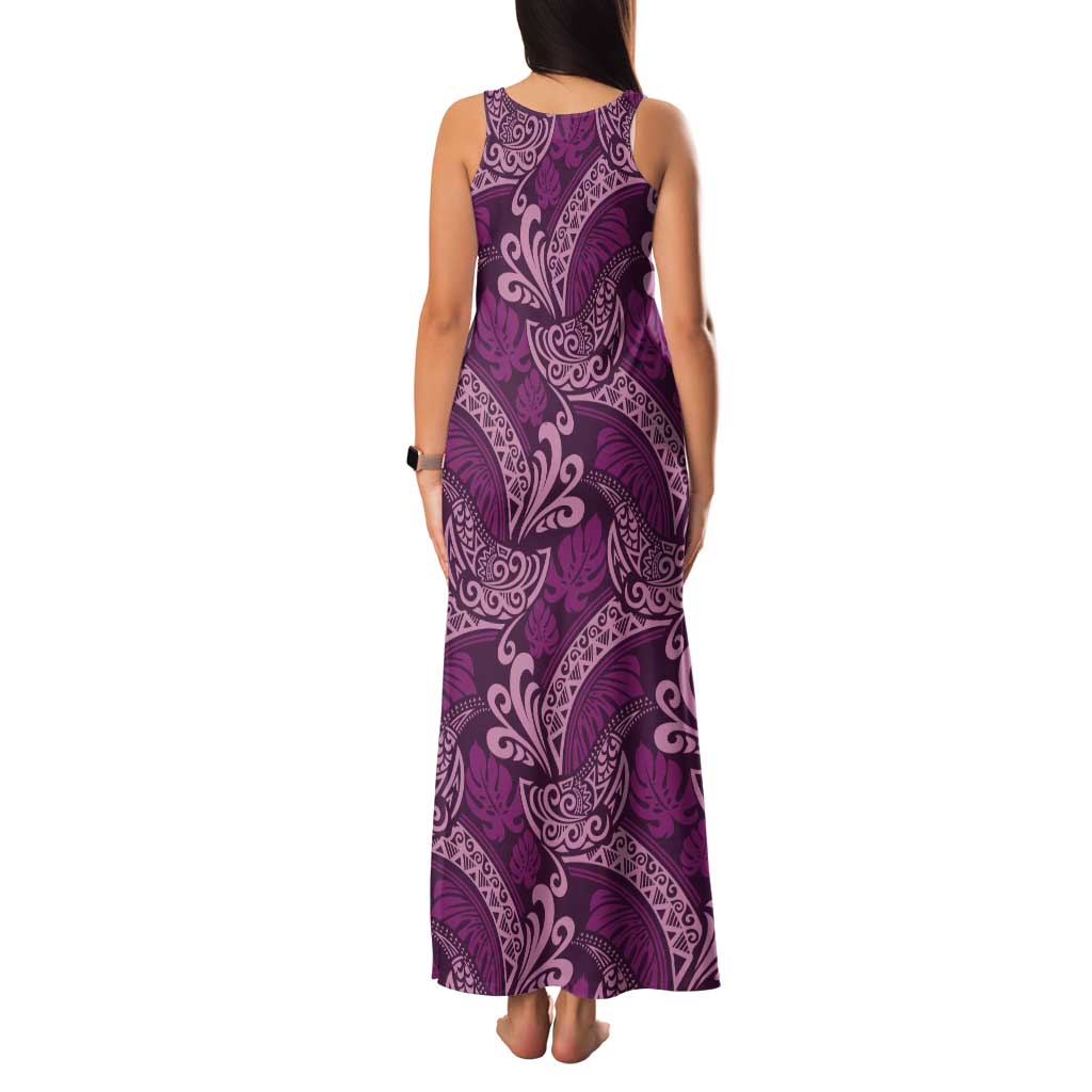 Royal Purple Monstera Family Matching Tank Maxi Dress and Hawaiian Shirt Polynesian Tribal Pattern LT01 - Polynesian Pride