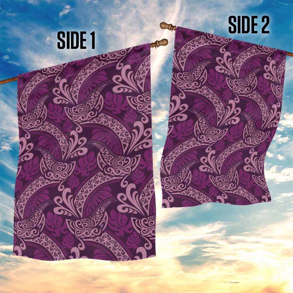 Royal Purple Monstera Garden Flag Polynesian Tribal Pattern - Polynesian Pride