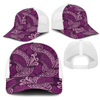 Royal Purple Monstera Mesh Trucker Cap Polynesian Tribal Pattern - Polynesian Pride