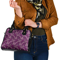 Royal Purple Monstera Shoulder Handbag Polynesian Tribal Pattern - Polynesian Pride