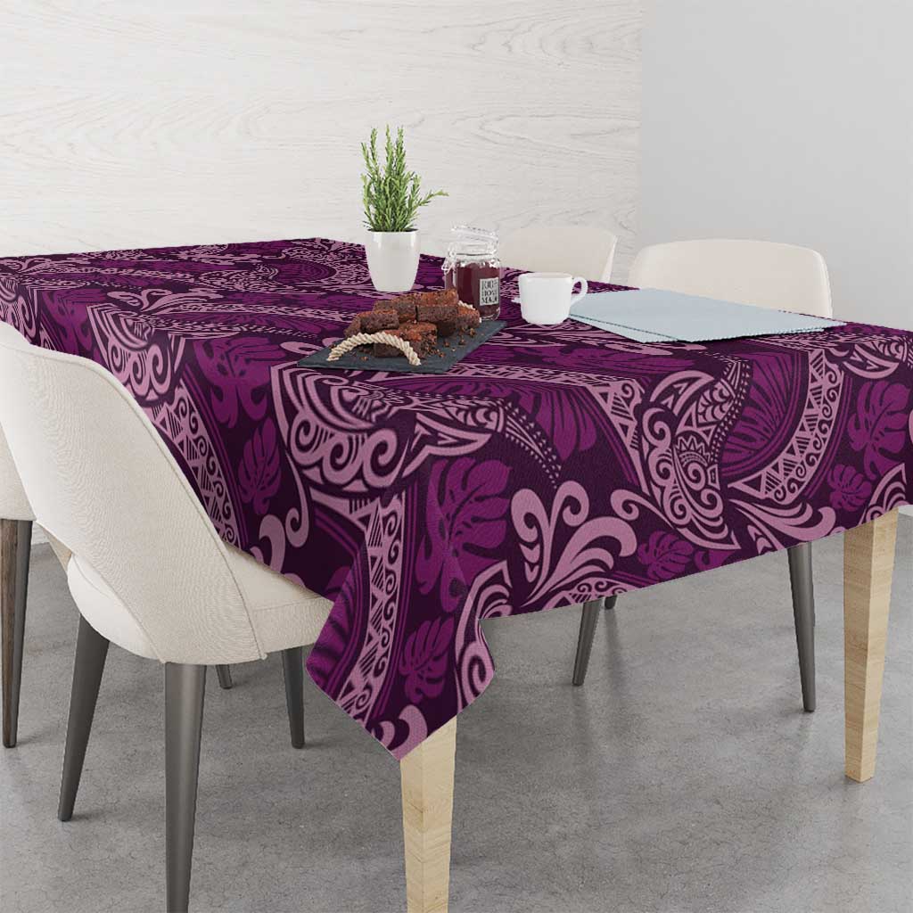 Royal Purple Monstera Tablecloth Polynesian Tribal Pattern - Polynesian Pride